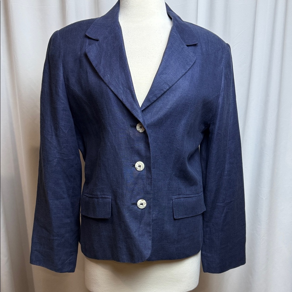 International Scene Women's Navy Linen Blazer, size 14